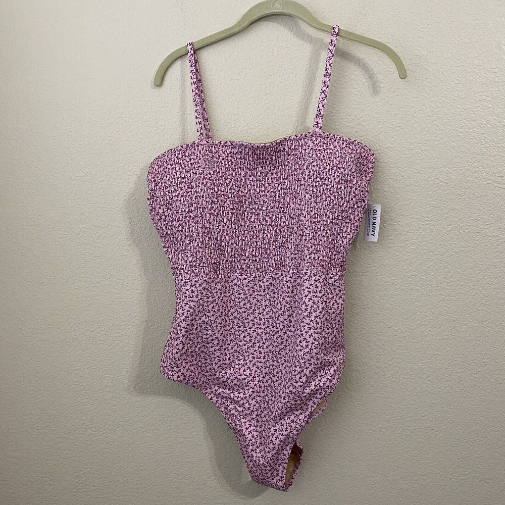 Old Navy Pink Floral Smocked One-Piece Swimsuit